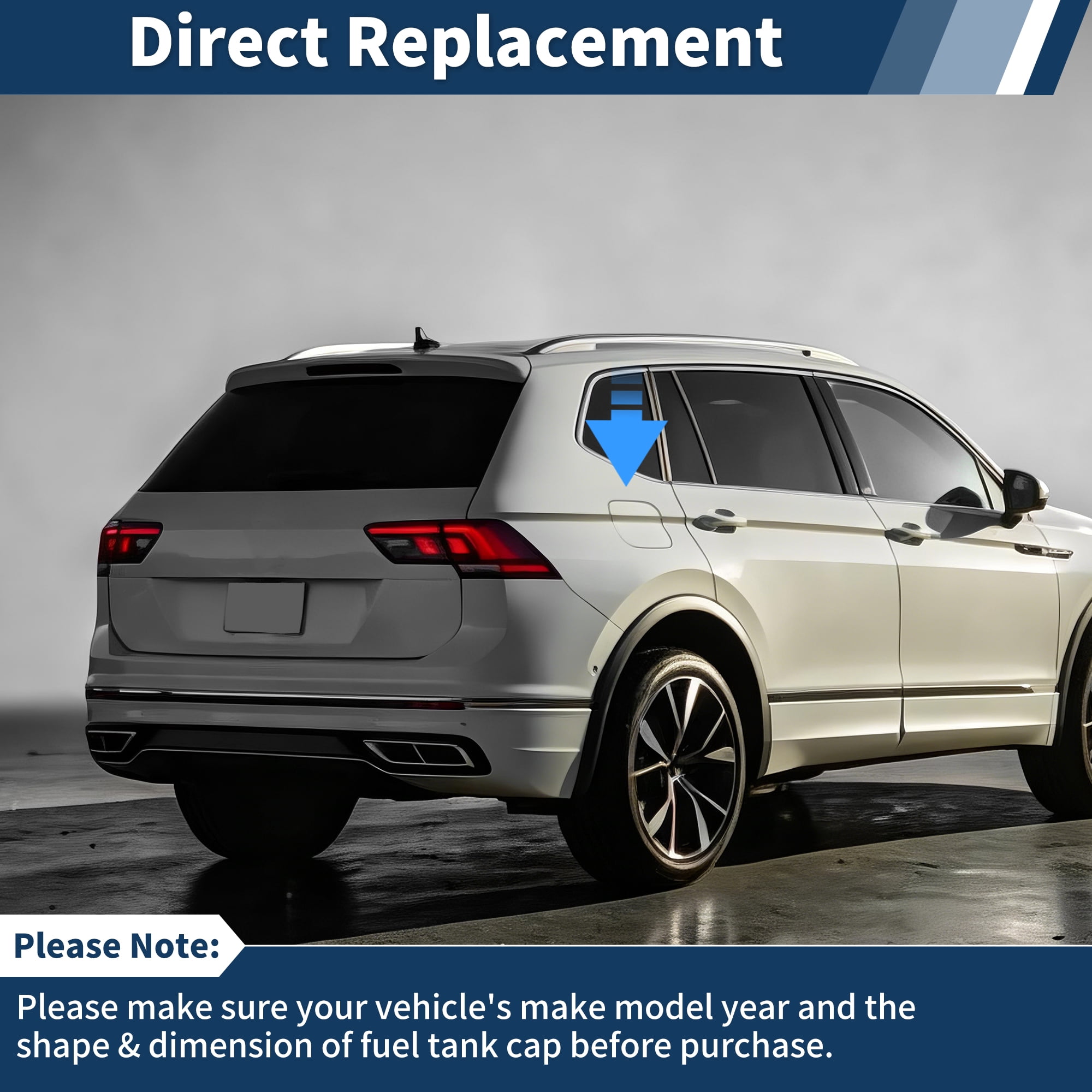 Unique Bargains White Fuel Door Gas Filler Lid Cover Cap 5NN809909 for Volkswagen Tiguan 2018-2024 Rear Fuel Filler Door Gas Tank Cap Cover