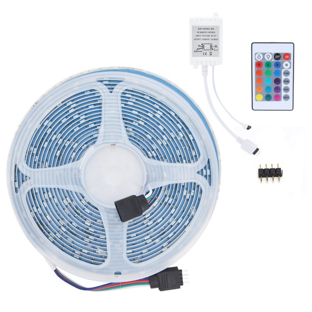 Tira De Luz LED, Luminiscencia Uniforme RGB Brillo Ajustable Tira De Luz Impermeable Sin Perforación Para Automóvil Para Boda Para Sala De Estar Para Gabinete Para Cocina ANGGREK Enchufe de EE. UU. 100‑240 V
