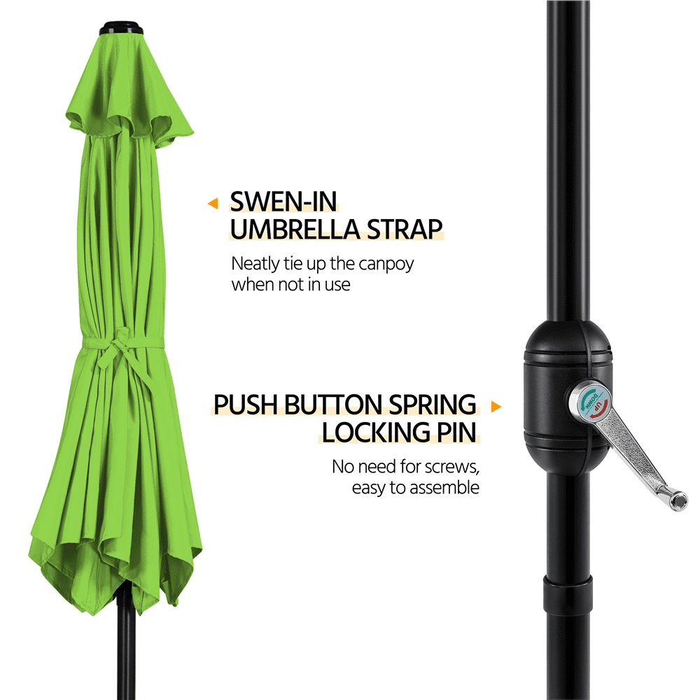 Renwick 9 Ft Outdoor Patio Umbrella with Push Button Tilt and Crank, Grass Green
