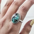 thumbnail image 4 of Natural Tibetan Turquoise Ring, AAA Turquoise Ring, December Birthstone, Simple Band, 925 Sterling Silver, Womens Ring, Christmas, Thanksgiving, Handmade, Statement Jewelry, Natural Gemstone Ring, 4 of 6