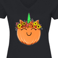 thumbnail image 4 of Inktastic Pumpkin Unicorn for Halloween and Thanksgiving Women's V-Neck T-Shirt, 4 of 5