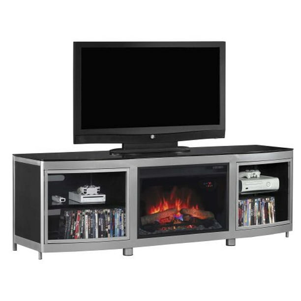 Gotham Tv Stand For Tvs Up To 80 With 26 Contemporary Electric Fireplace Silver Black Com Gotham Tv Stand For Tvs Up To 80 With, Tv Stand Fireplace Leons