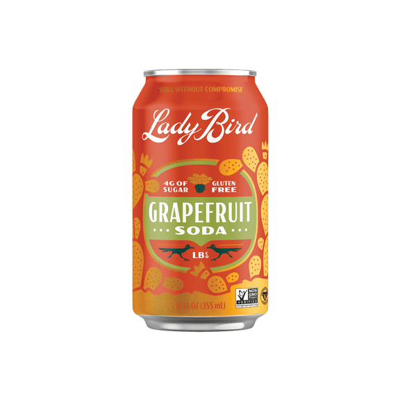 Lady Bird Grapefruit Soda – Vegan, Gluten-Free, Non-GMO, Low Sugar Refreshment Drink