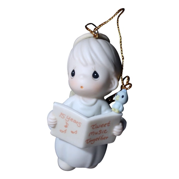 Precious Moments Ornament: 530840 15 Happy Years Together - What a Tweet!  (3.5")