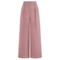 thumbnail image 4 of KKBOTIVE Women Wide Leg Dress Pants 2026 High Waisted Button Pleated Business Casual Trousers Work Palazzo Pants Pink, Size: S, 4 of 4