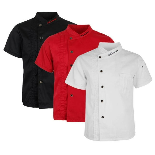 facefd Unisex Chef Jackets Coat Short Sleeves Shirt Kitchen Uniforms 3XL White