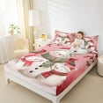 thumbnail image 4 of Manfei Cartoon Christmas Snowman Bed Sheets,Kawaii Cardinal Bird King Sheets,Merry Xmas Sheet Set For Girl Kids,Breathable Home Decor,4-Piece, 4 of 7