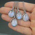 thumbnail image 4 of Soumake Clavicle Necklace Extension Chain Leaf Print Fine Workmanship Faux Moonstone Pendant Charm Necklace for Women, 4 of 8