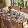 thumbnail image 3 of Watercolor Floral Table Cloths for 4 Foot Rectangle Tables, Spring Daisy Lily Lavender Garden Beige Patio Waterproof Elastic Fitted Tablecloths, Washable Rectangular Table Cover for Camping, 3 of 8
