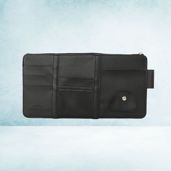 KALLORY 1Pack Black Leather Car Storage Organizer with CD Holder and Sunglasses Visor Organizer in 15x6in