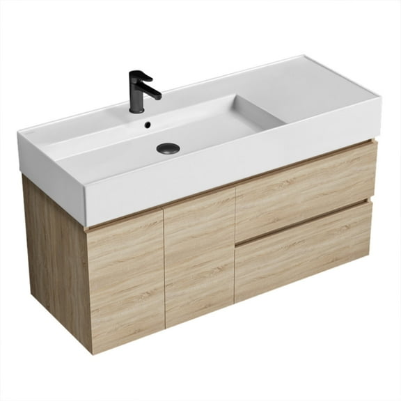 Nameeks Block-4818-W Block 48" Wall Mounted Single Basin Vanity Set - Brown Oak