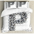 thumbnail image 1 of Letter P Duvet Cover Set King Size, Stack Football Themed Illustration with Uppercase Letter P Team Sports Design, Decorative 3 Piece Bedding Set with 2 Pillow Shams, Black White, by Ambesonne, 1 of 3