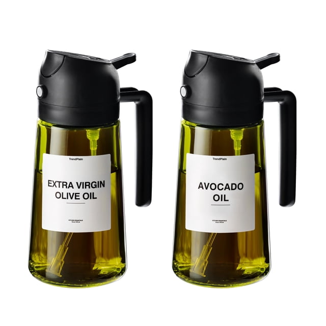 Botella dispensadora de aceite de oliva TrendPlain Original de 470 ml con pegatinas