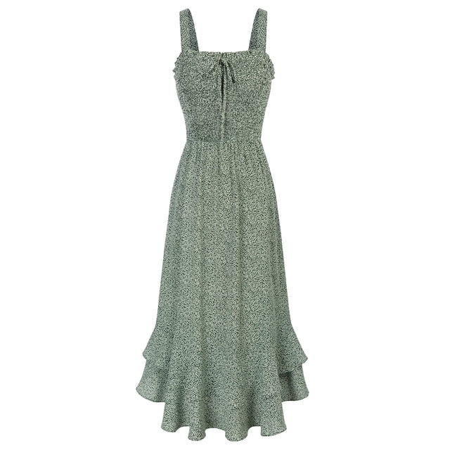 Vestido GRACE KARIN 2025 de verano floral boho maxi verde talla L