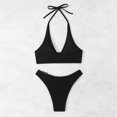 thumbnail image 6 of Weiqiqre Swim Suits Women 2 Pieces Bikini Swimsuit Set Cute Heart Ring Textured Halter Bikini Swimwear, 6 of 9