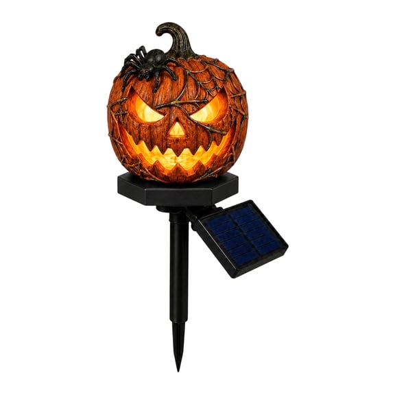 Halloween Solar Pathway Lights, Pumpkin Solar Lights Outdoor, Solar Powered Halloween Decorations, Waterproof Jack O Lantern Stake Light for Yard Garden Lawn, 1 Pack