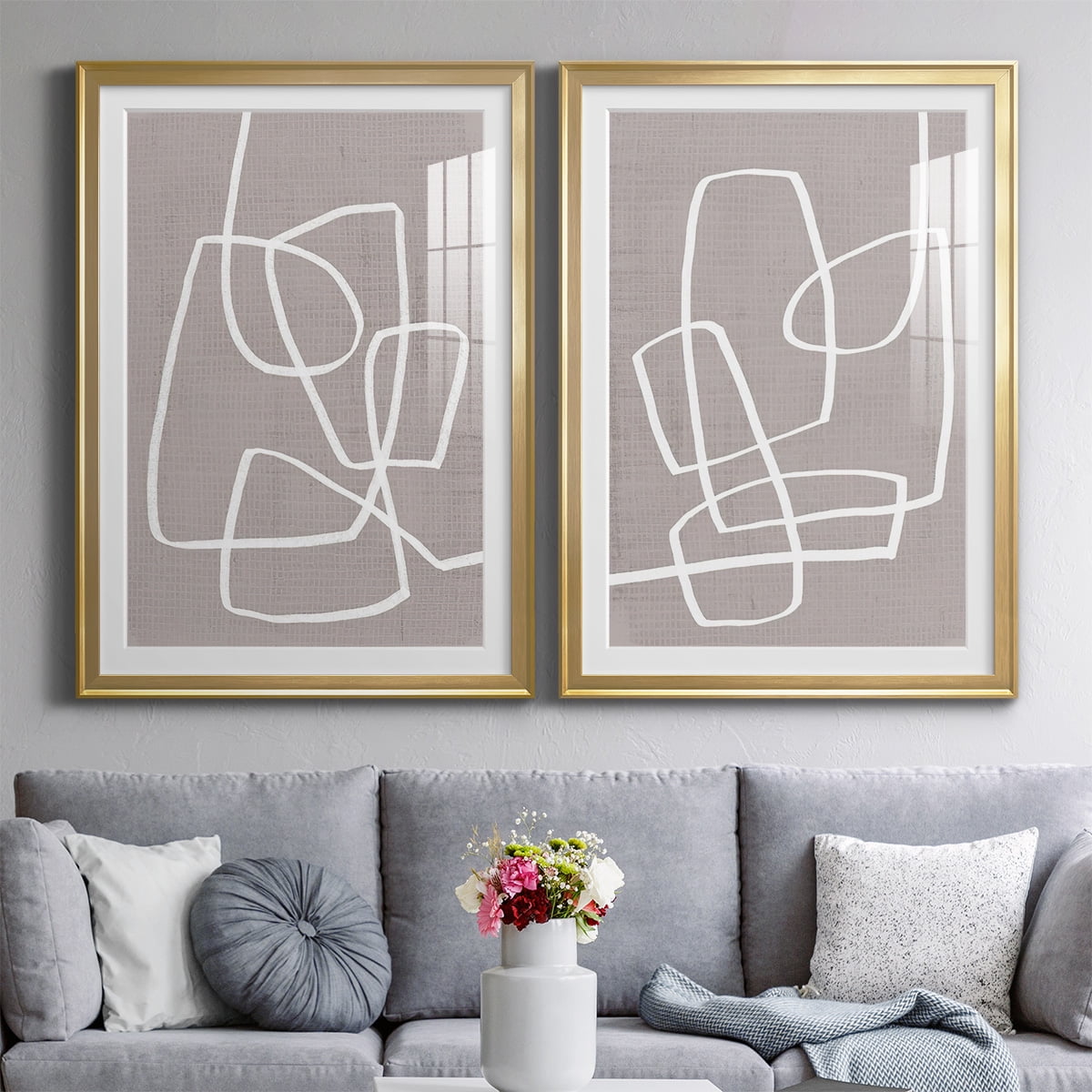Wexford Home Linen Roundabout I Premium Framed Print, 22.5" x 30.5" - Ready to Hang, Gold (Set of 2)