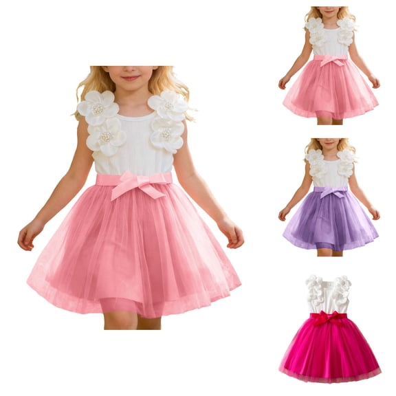 Elegant Floral Dress for Girls Summer Party and Birthday Celebration formal Occasion Gown Girls Princess Dress for Wedding Pageant School Event