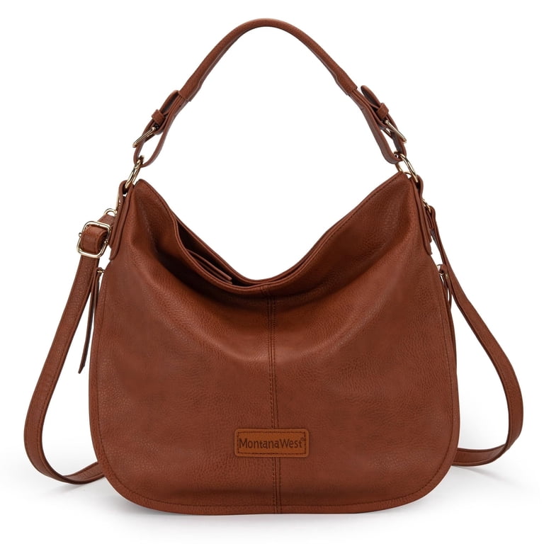 Montana West Hobo Bag with Expandable Side Zipper, Brown photo 1