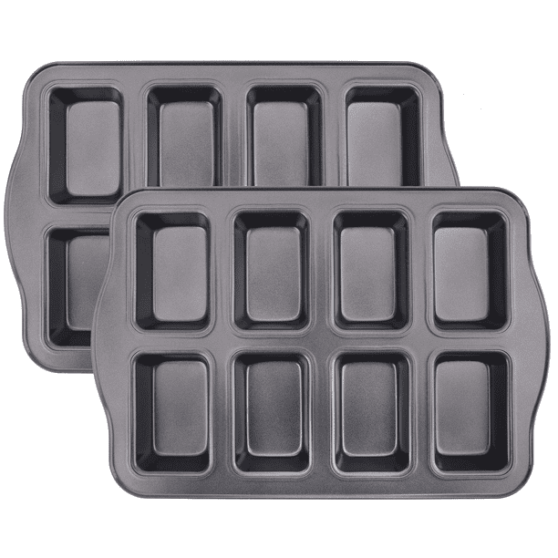 2 Pack Mini Loaf Pan 8 Cavity NonStick Bread Pans Carbon Steel