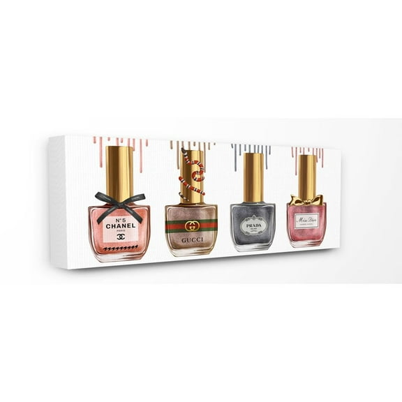 Stupell Industries Makeup Collection Nail Polish Pink Gray Red Fashion Design Canvas Wall Art by Ziwei Li