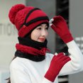 thumbnail image 3 of Travelwant 5Pcs/Set Winter Knitted Beanie Hat Face Neck Warmer Set Knitted Hat Mask Neck Gaiters Beanies Women Scarf, Gloves and Hat Unit for Women Girls Fleece Lining Ski Caps with Pompom, 3 of 3