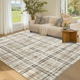 thumbnail image 2 of Garvee Washable Rug 4x6 Modern Plaid Area Rug, Non Slip Stain Resistant Rug Geometric Carpet for Living Room Bedroom Home Office, Beige, 2 of 8
