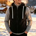 thumbnail image 7 of Jackets for Men, Men's Solid Hooded Full Zip Quilted Puffer Vest, Drawstring Hood Warm Sleeveless Jacket for Outdoor Walking, 7 of 7