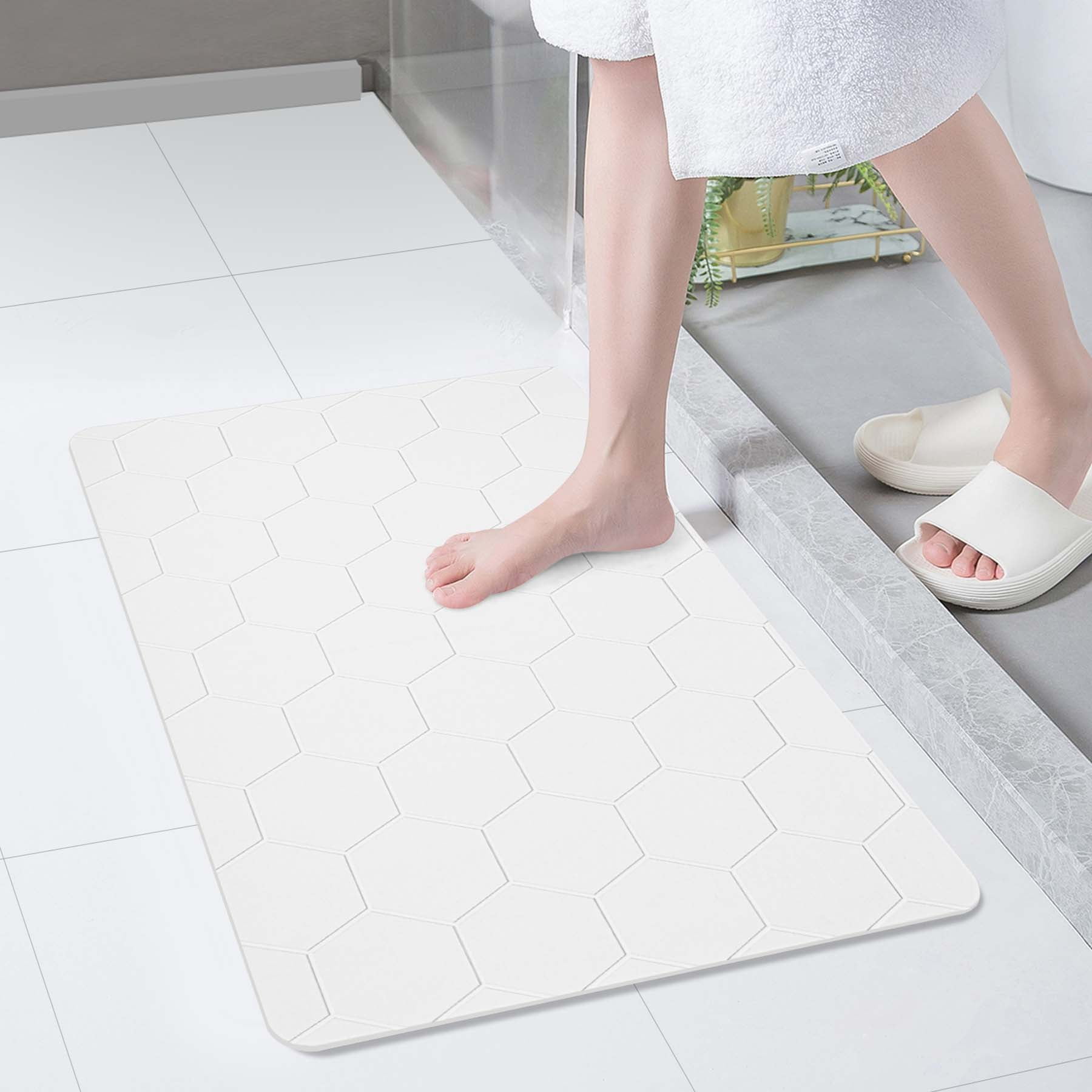 Stone Bath Mat,31.5x19.7Inches Non-slip Diatomaceous Earth Shower Mat Quick Drying Super Absorbent, Easy to Clean