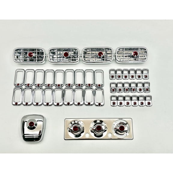 Chrome Plastic Trim Kit W/Red Diamond, Jewels. Fits 2006 and Newer Peterbilt