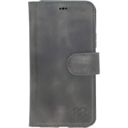 Bouletta Case Genuine Leather Magnetic Detachable Snap-on RFID Wallet Case with Flap Closure and Kick Stand for Apple