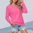 thumbnail image 4 of Lightweight V Neck Sweatshirts for Women 2025 Long Sleeve Casual Plain Sweatshirt Pullover Tops Fall Winter Outfits, 4 of 6