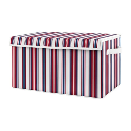 UPC: 0846480088813 | Baseball Patch Striped Storage Fabric Toy Box by Sweet Jojo Designs
