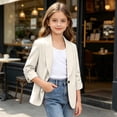 thumbnail image 5 of Posijego Girls 3/4 Sleeve Blazers Single Button Suit Formal Performance Uniform Jackets with Pockets 4-15 Years, 5 of 9
