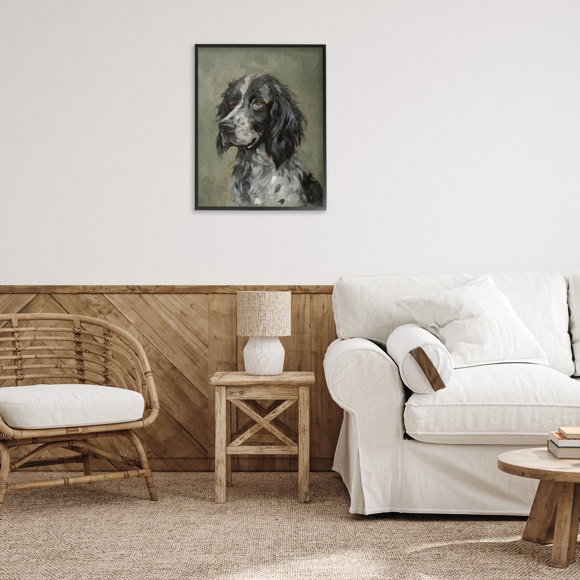 Stupell Industries Cocker Spaniel Portrait Animals & Insects Painting Black Framed Art Print Wall Art, 24 x 30