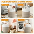 thumbnail image 6 of Large Cotton Rope Basket, 15"x15"x20"(58L) Woven Baby Laundry Blanket Basket, Toy Basket with Handle, Laundry Hamper for Storage, Blanket Basket for Living Room, Laundry, Nursery(Brown&White), 6 of 7