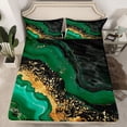 thumbnail image 2 of jejeloiu Marble Texture Print Full Size Sheets,Modern Abstract Aesthetic Bed Sheets,Gold Green Black Sheet Sets For Girls Kids,Super Cozy Room Decor,4-Piece, 2 of 7