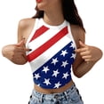 thumbnail image 1 of Camiseta Sin Mangas Para Mujer Día de la independencia Mujeres Chaleco corto Estampado sin mangas Crop Top Streetwear (Azul L) Ygjytge para Mujer Azul T L, 1 of 6