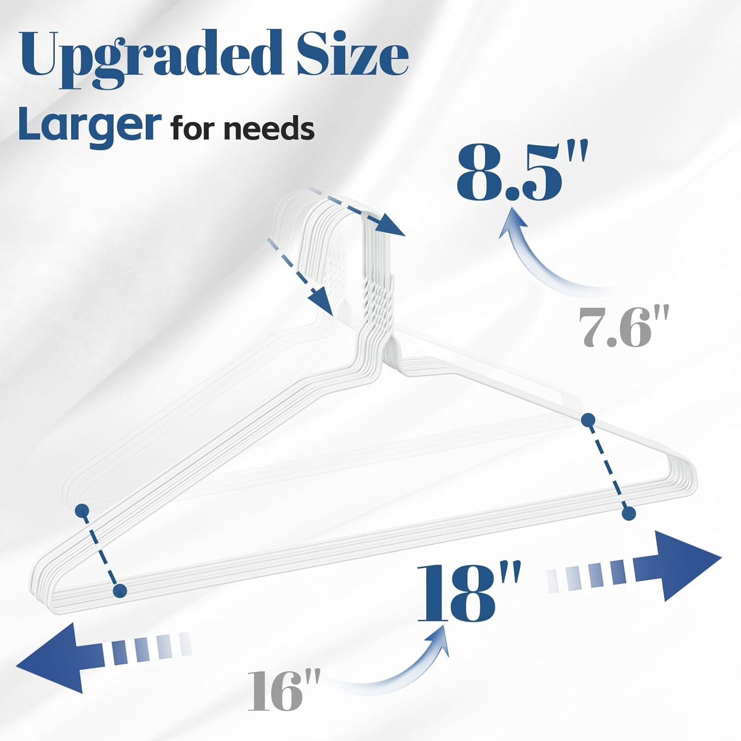 SPECILITE 18in Wire Metal Clothes Hangers Bulk 100 Pack, Space Saving, Ultra Thin for Large Size Suits, Coats, White