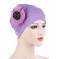 thumbnail image 2 of Women Turban Flower Caps Vintage Beanie Headscarf Elastic Headwrap Hat, 2 of 8