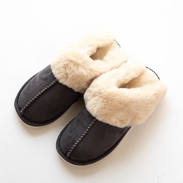 Zapatillas de casa para parejas de algodón con boca de lana cálida a la moda de otoño e invierno, zapatillas de algodón de felpa con fondo grueso antideslizantes