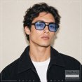 thumbnail image 3 of SA106 Snug Double Bridge Flat Top Retro Square Aviator Sunglasses / Black - Blue, 3 of 7