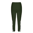thumbnail image 5 of Stamzod Yoga Pants Women Capri Leggings Summer Solid Color Elastic Waist Lace Cropped Pants Casual Slim Fit Stretch Plus Size Capris for Women Army Green M, 5 of 6