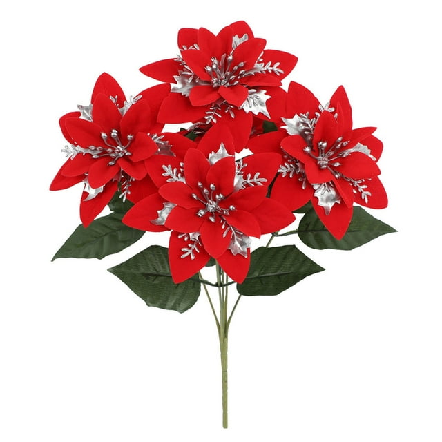 Artificial Flowers ,Artificial Flower Decoration,Christmas Flowers Artificial Flowers Winter Artificial Bushes For Diy Christmas Tree Wreath Home Table Centerpiece Proch Front Door Decor