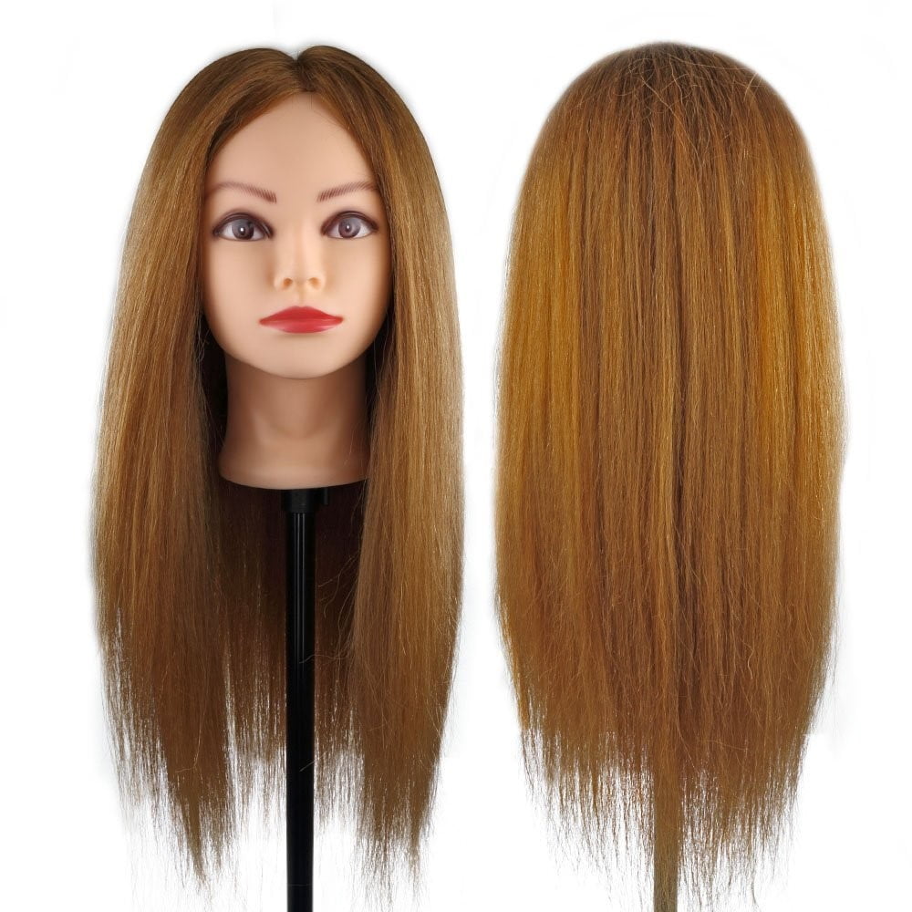 Besmall Brown 100 Natural Human Hair Mannequin Manikin Head For Hairdressing Training Practice 