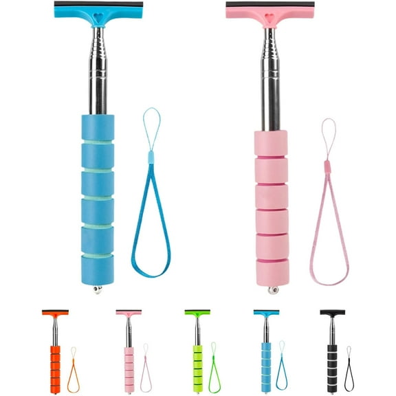Telescoping Side Mirror Squeegee, Car Mirror Squeegee, Portable Cleaning Tool for Rainy Foggy Weather, Universal Car Accessories (Blue Pink)
