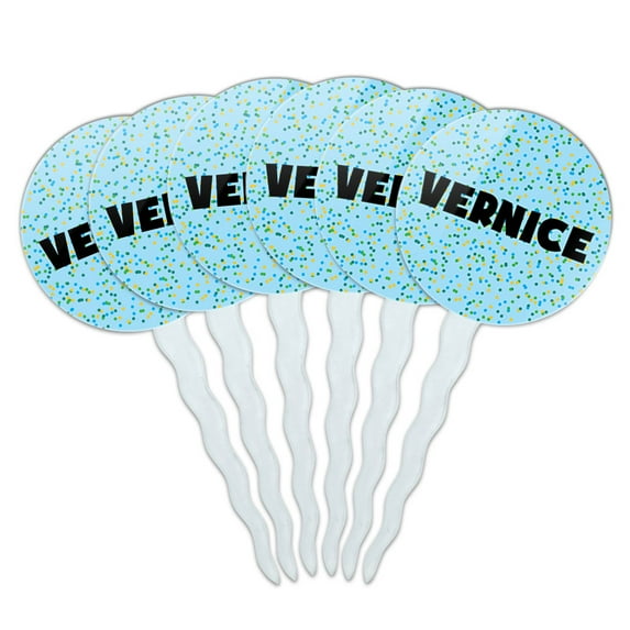 Vernice Cupcake Picks Toppers - Set of 6 - Blue Speckles