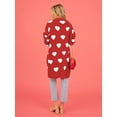 thumbnail image 5 of Women'S Cute Heart Long Cardigan Sweater V Neck Open Front Ribbed Knit Sweater Coats with Pockets Red XL, 5 of 8