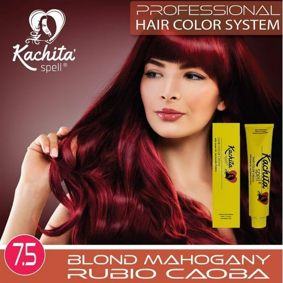 Permanent Hair Dye Blond Mahogany 7.5 Kachita Spell 3.52 oz 100 mL Professional Hair Color Cream with Keratin and Argan Oil, 100% Gray Coverage
