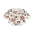 thumbnail image 1 of Newborn Baby Long Sleeve Romper  Flower Printed  Neck Patchwork Playsuit  Casual Simple Style Short Jumpsuit, 1 of 7